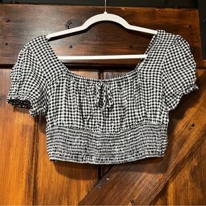 I Heart It plaid cropped top